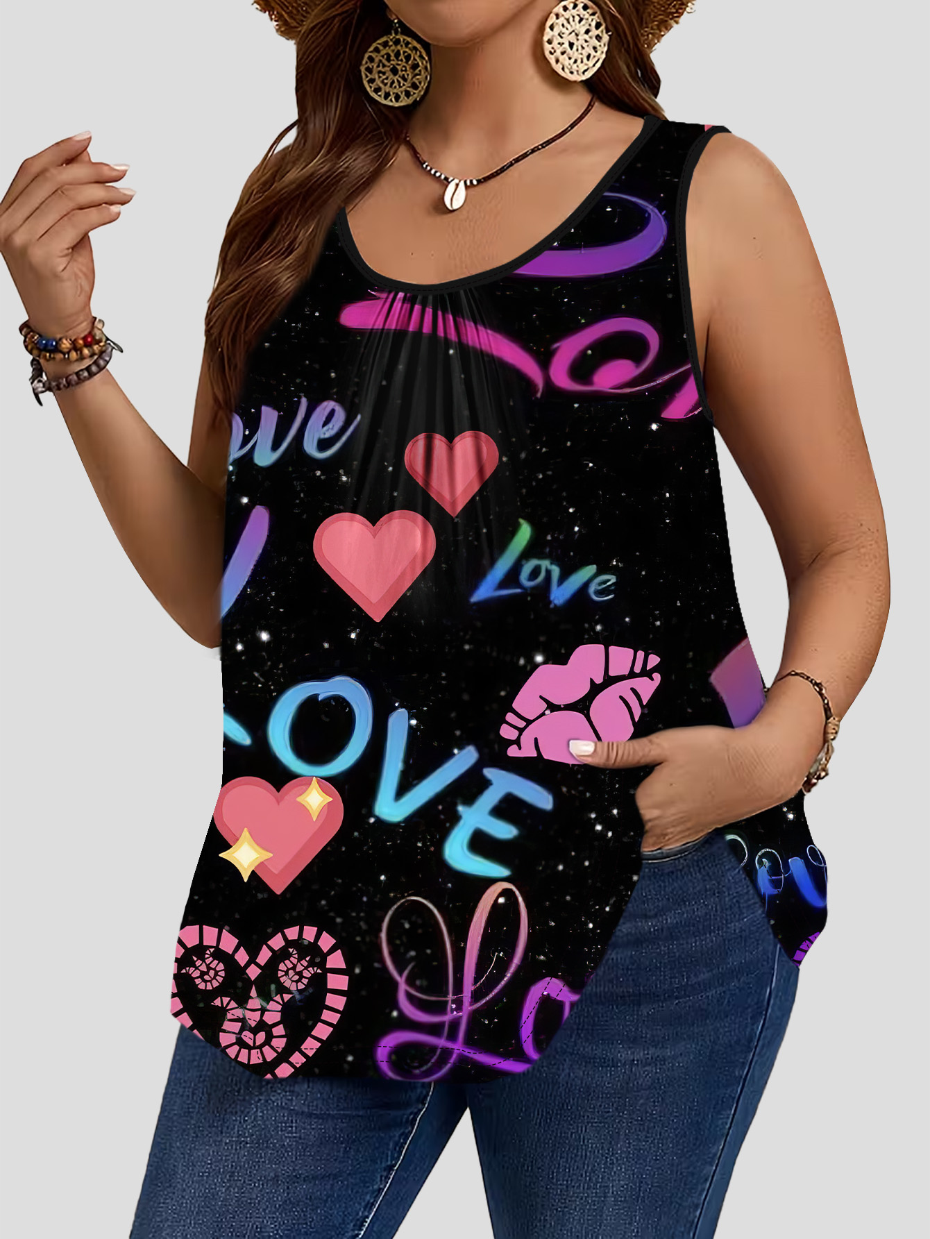 Büyük Boy, Renkli Harf ve Kalp - Sleeveless Undershirt incelemesi ve fiyatı